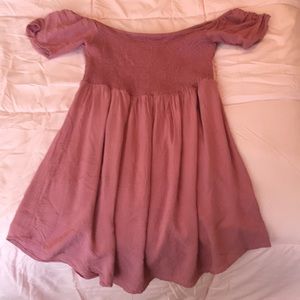 Dark pink off the shoulder shirt